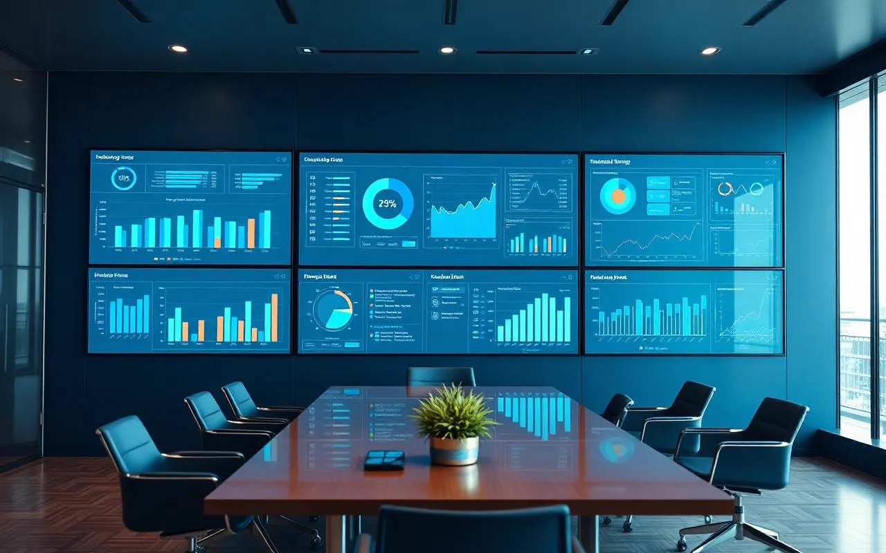 Corporate finance team reviewing compliance documents and management reports