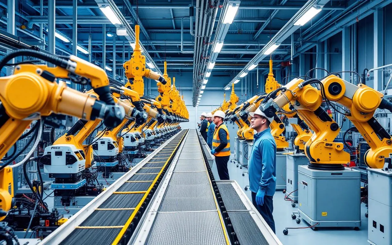 Manufacturing production floor with an integrated production planning dashboard